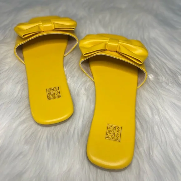 New Yellow Bow Know Sandals Flats EUR 40 Sz 9.5 US Spring Summer Easter Gift - Picture 6 of 7